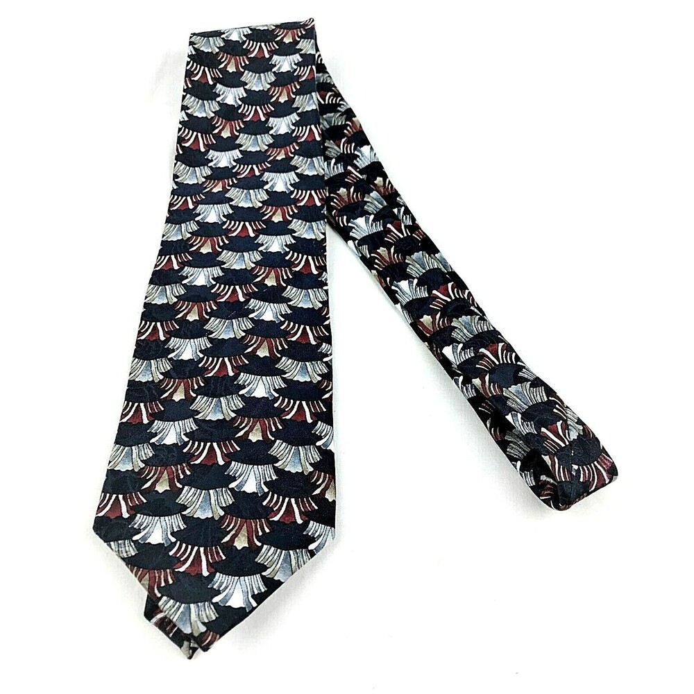 Jerry J Garcia Navy Silk Geometric Vintage Collector Edition Menswear Neck Tie